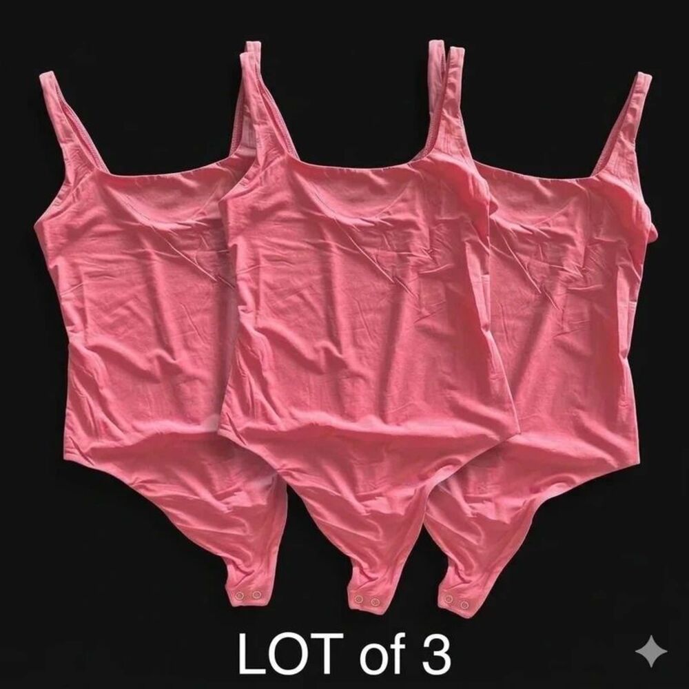 LOT OF 3 Auden Women's Coral Bodysuit Luxury 4 Way Stretch